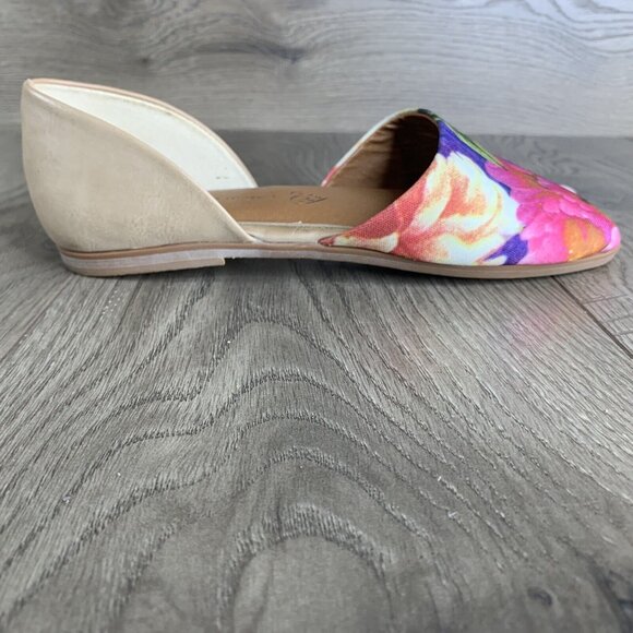 BC Vegan Dress Flat Shoes Women's 7.5 Slip-on Open Toe Floral Print All Man Made - Picture 15 of 16